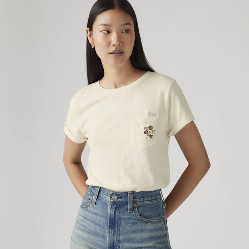 Camiseta Levi's® Margot Pocket Off White Manga Curta