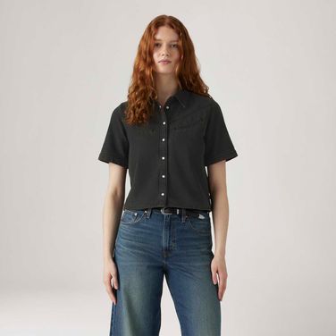 Camisa Levi's® Rinoa Camp Shirt Manga Curta Preta