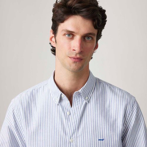 Camisa Levi's® Authentic Button Down Azul com Listras Manga Longa