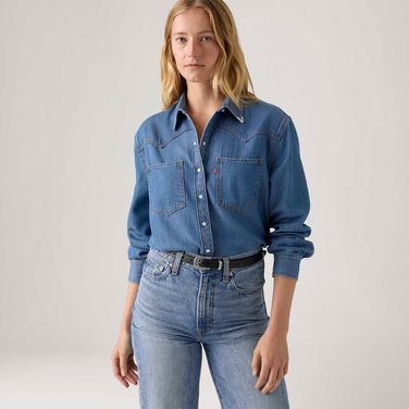 Camisa Jeans Levi's® Teodora Western Lavagem Média