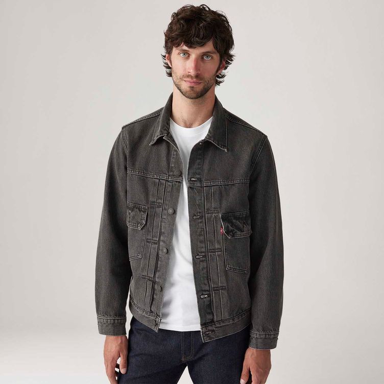 PREMIUMBLACK TYPEⅡ TRUCKERLEATHER JACKET PREMIUMBLACK TYPEⅡ TRUCKERLEATHER JACKET