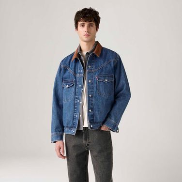 Jaqueta Jeans Levi's® Western Trucker Shorthorn Lavagem Escura