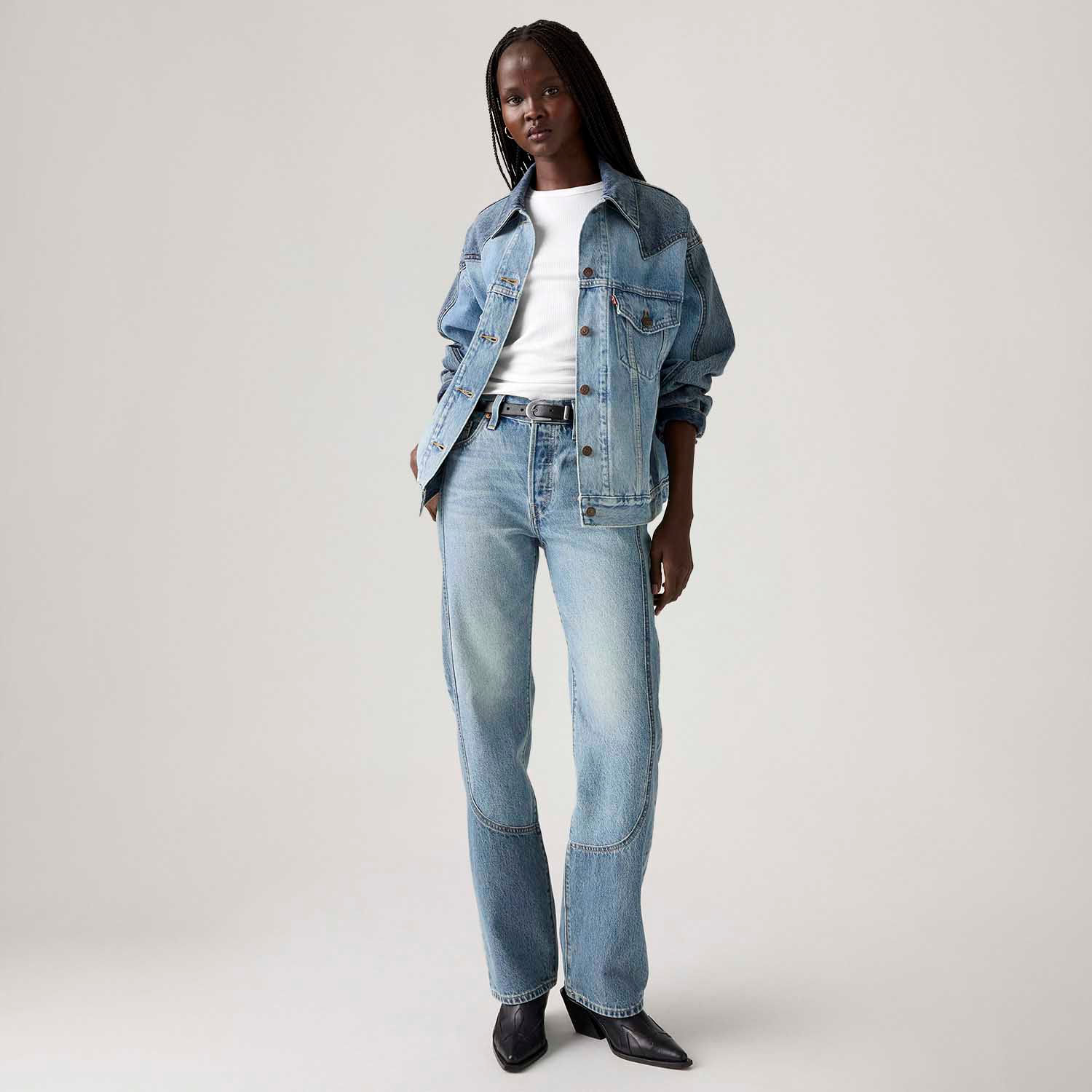 Calça Jeans Levi's® 501® 90's Western Chaps Lavagem Clara - Levi's