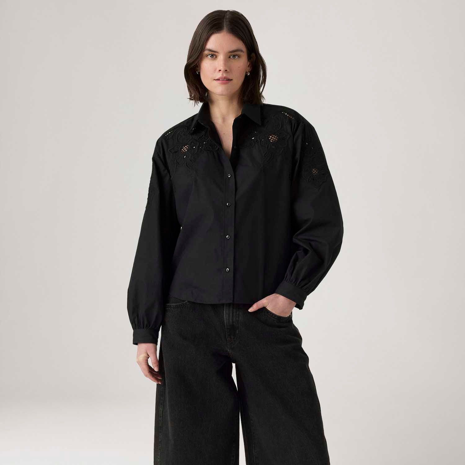 Blusa Levi's® Janie Holiday Manga Longa Preta - Levi's® Brasil