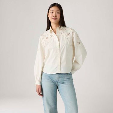 Blusa Levi's® Janie Holiday Manga Longa Off White