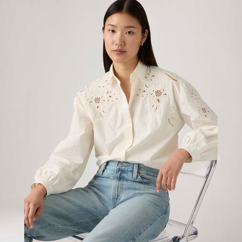 Blusa Levi's® Janie Holiday Manga Longa Off White