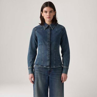 Camisa Jeans Levi's® Shaped Manga Longa Lavagem Escura