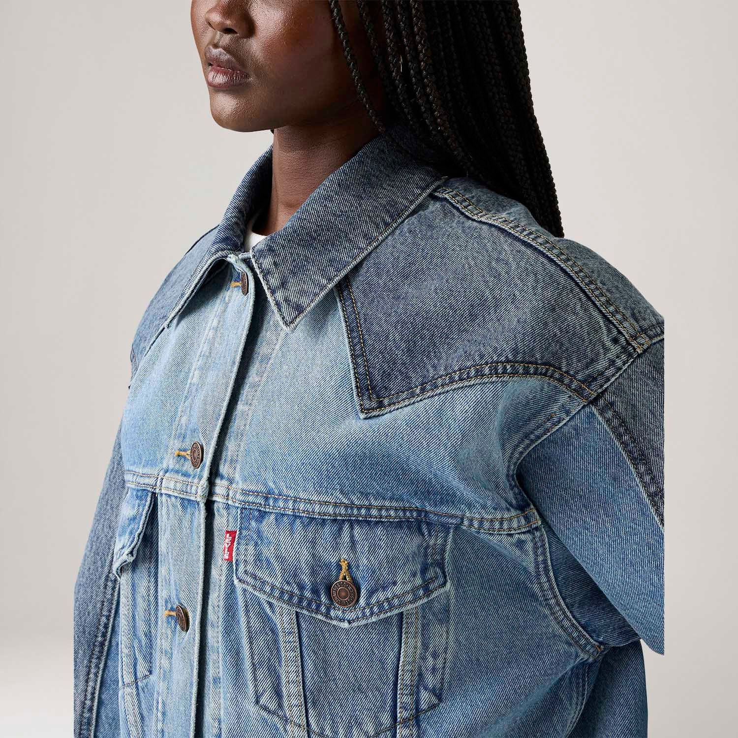 Jaqueta Jeans Levi's® 90's Western Pieced Trucker Lavagem Média