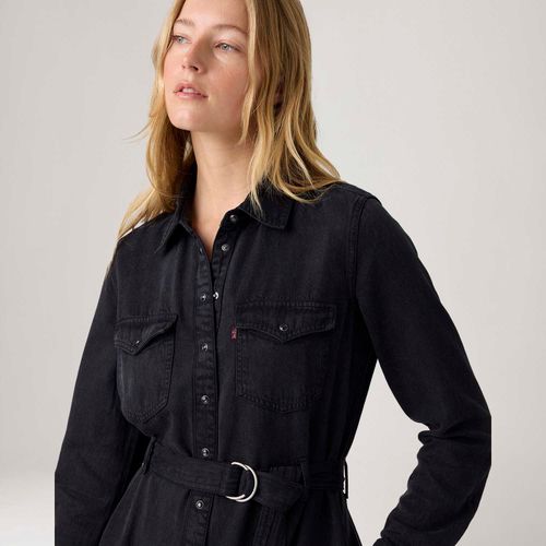 Vestido Jeans Levi's® Quincey Maxi Manga Longa Preto