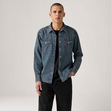 Camisa Jeans Levi's® Barstow Western Manga Longa Lavagem Média