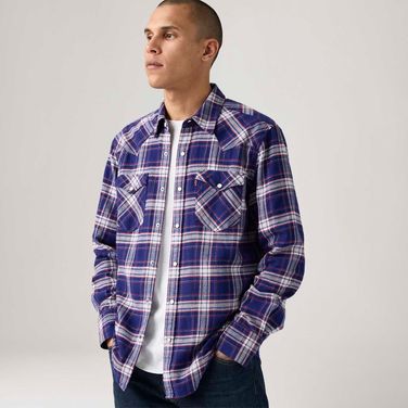 Camisa Jeans Levi's® Barstow Western Manga Longa Azul