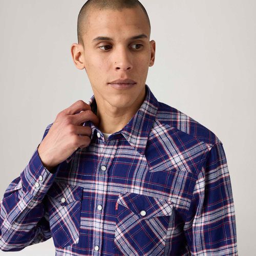 Camisa Jeans Levi's® Barstow Western Manga Longa Azul