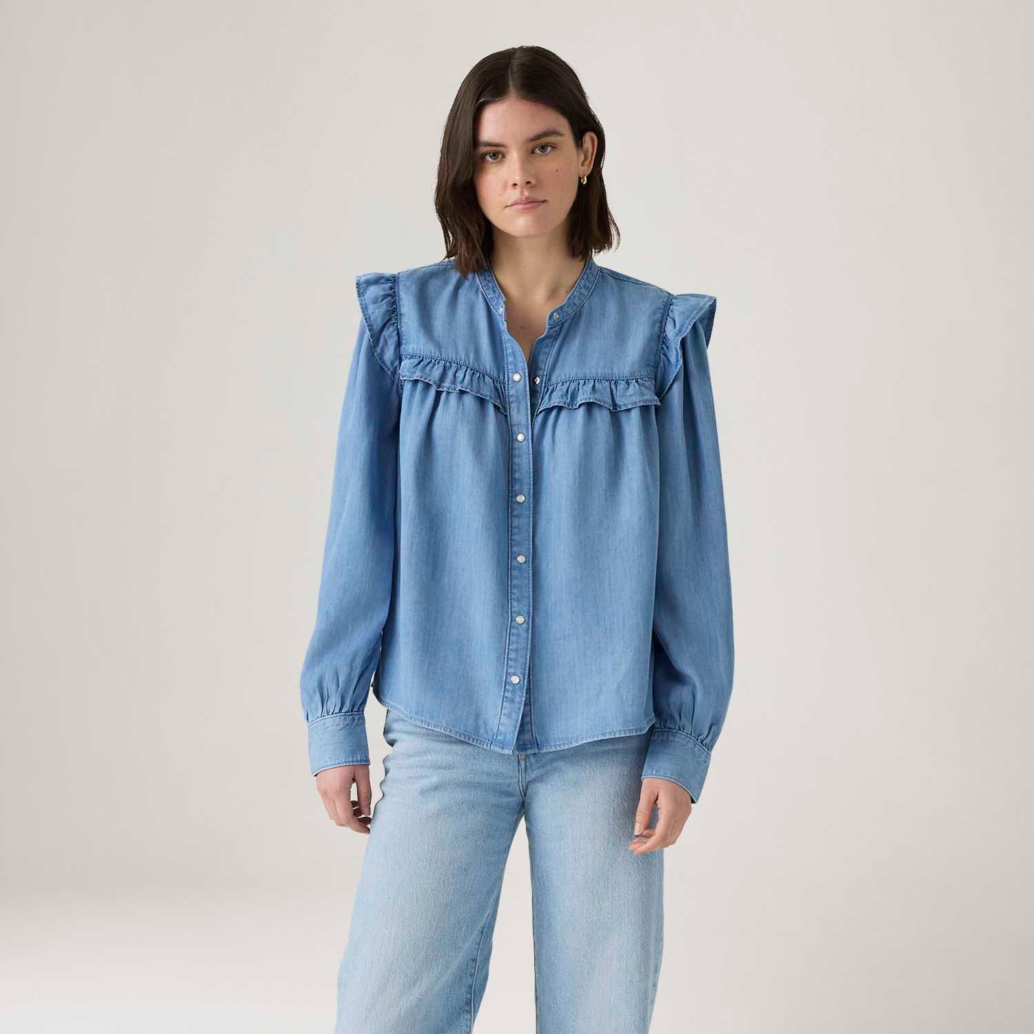 Blusa Levi's® Gianna Manga Longa Lavagem Média - Levi's® Brasil