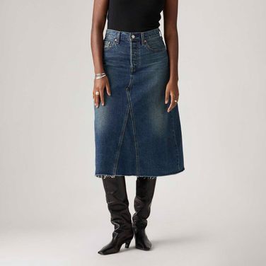 Saia Jeans Levi's® A-line Decon Midi Lavagem Escura