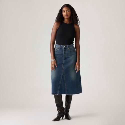 Saia Jeans Levi's® A-line Decon Midi Lavagem Escura