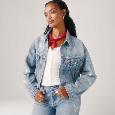 Jaqueta Jeans Levi's® 90's Shrunken Trucker Lavagem Média