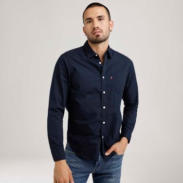 Camisa Levi's® Classic Standard Manga Longa Azul