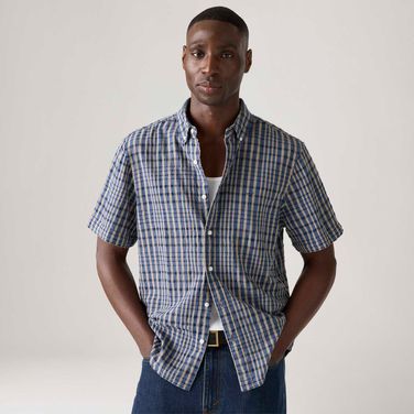 Camisa Levi's® Authentic Button Down Azul Manga Curta