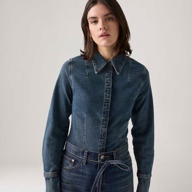 Camisa Jeans Levi's® Shaped Manga Longa Lavagem Escura
