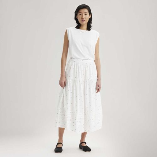 Saia Midi Levi's® Becca Tiered Branca com Flores