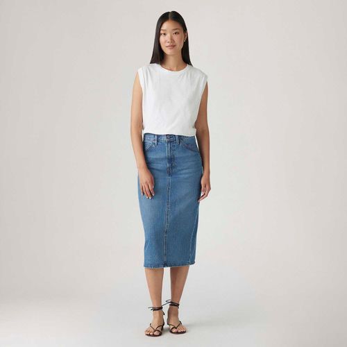 Saia Jeans Midi Levi's® Back Slit Lavagem Escura