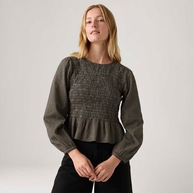 Blusa Levi's® Fleur Smocked Marrom Manga Longa