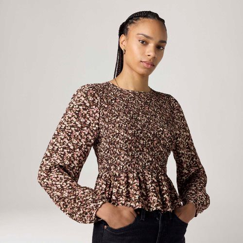 Blusa Levi's® Fleur Smocked Marrom Manga Longa