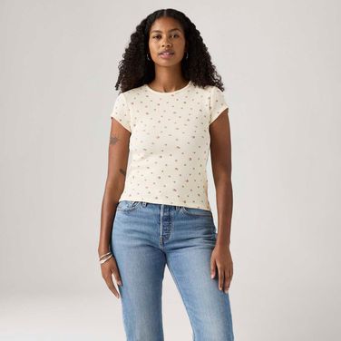 Camiseta Levi's® Dry Goods Waffle Off White Manga Curta