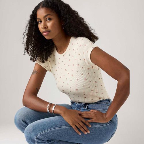 Camiseta Levi's® Dry Goods Waffle Off White Manga Curta