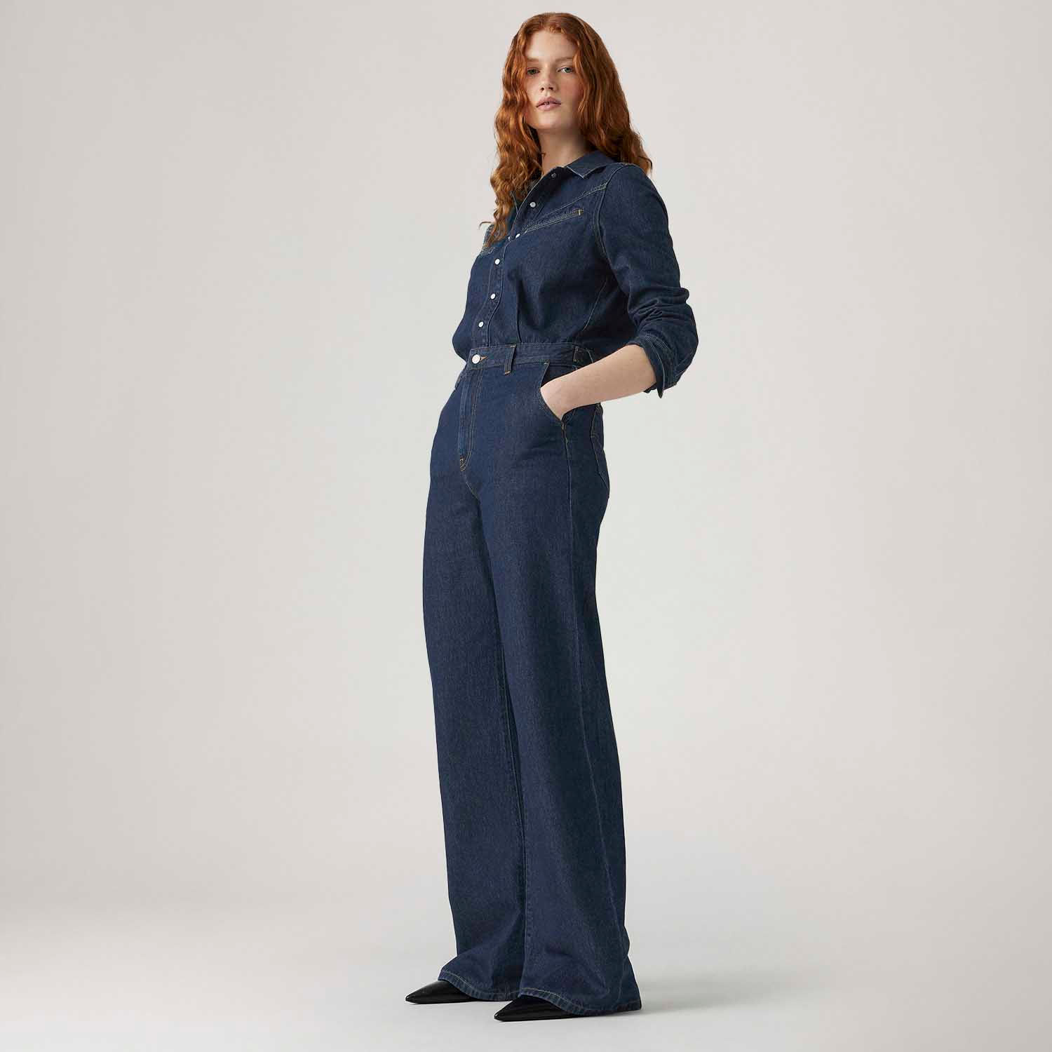 Macacão Jeans Levi's® Rinoa Wide Leg Lavagem Escura - Levi's® Brasil