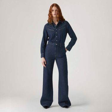Macacão Jeans Levi's® Rinoa Wide Leg Lavagem Escura