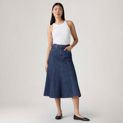 Saia Jeans Midi Levi's® Fit and Flare Lavagem Média