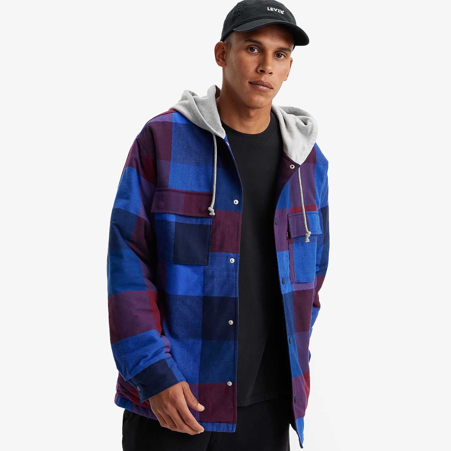 Jaqueta Levi's Jack Worker Azul Xadrez com Capuz - Levi's® Brasil