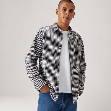 Camisa Levi's® Classic Standard Xadrez Preta com Bolso