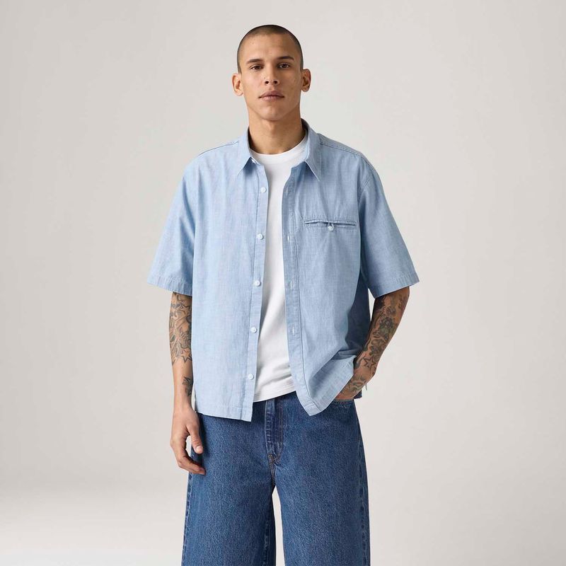 Camisa Levi's® Zandt Cropped Azul Claro Manga Curta - Levi's® Brasil