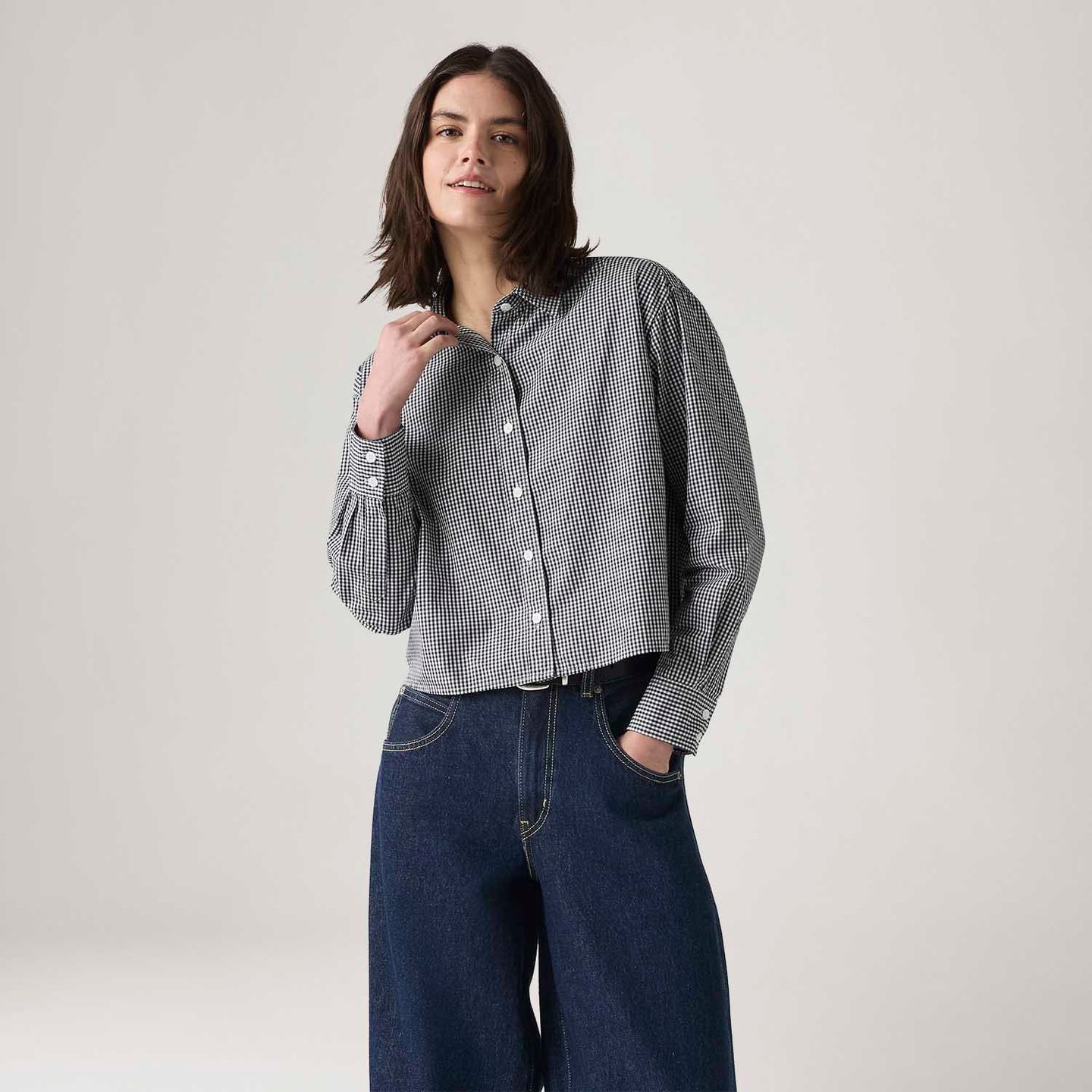 Camisa Levi's® Cropped Harlie Azul Manga Longa - Levi's® Brasil