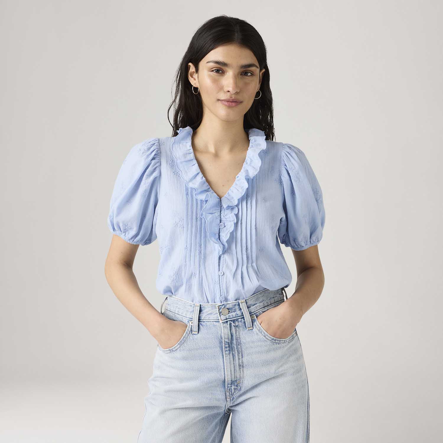 Blusa Levi's® Giselle Ruffle Azul - Levi's® Brasil