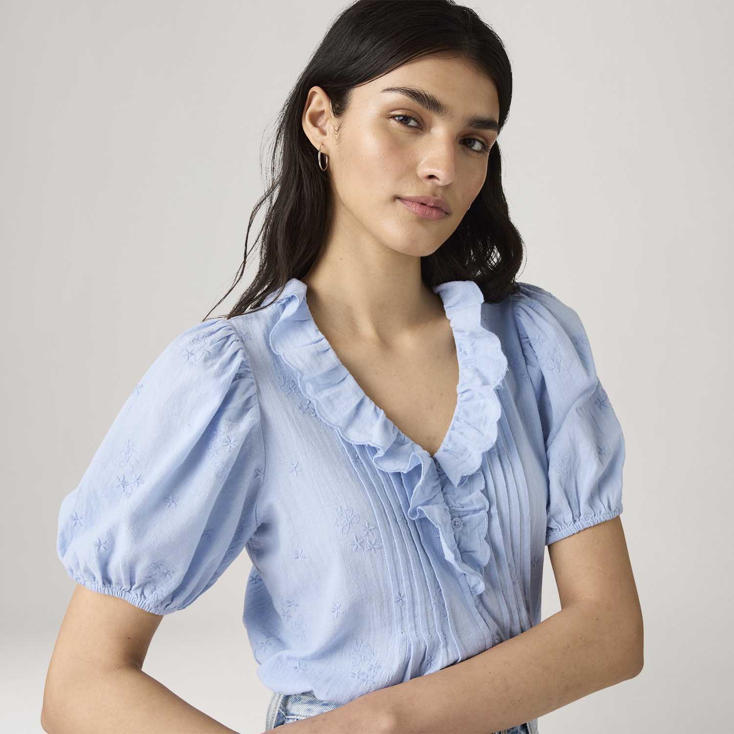 Blusa Levi's® Giselle Ruffle Azul - Levi's® Brasil
