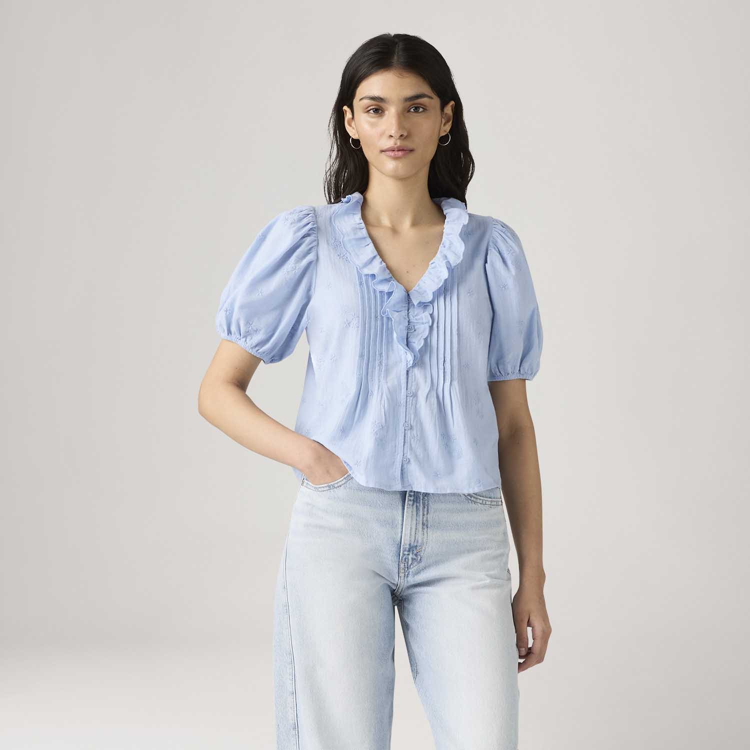 Blusa Levi's® Giselle Ruffle Azul - Levi's® Brasil