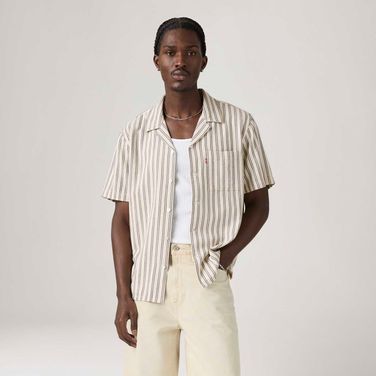 Camisa Levi's® Sunset Standard Camp Bege Manga Curta