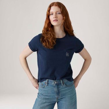 Camiseta Levi's® Margot Pocket Azul Manga Curta