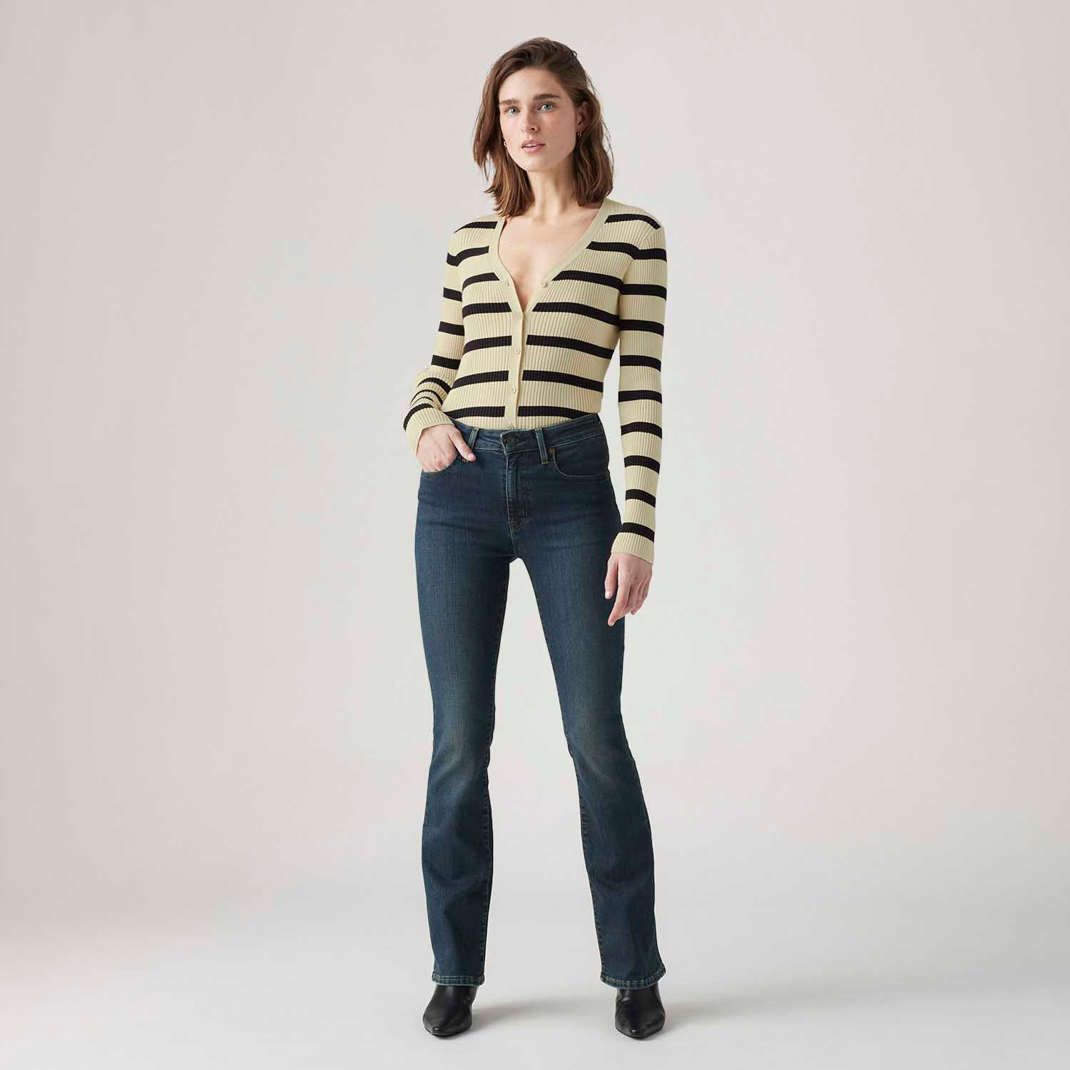 ( * ॑꒳ ॑*)　25AW オリーブ　36 Calça Jeans Levi's® 725® High Rise Bootcut Lavagem Escura - Levi's