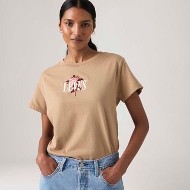 Camiseta Levi's® Graphic Boxy Bege Manga Curta