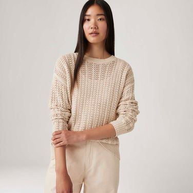 Suéter de Tricot Levi's® Sunrise Crochet Off White Manga Longa