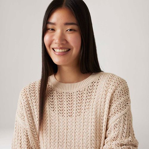 Suéter de Tricot Levi's® Sunrise Crochet Off White Manga Longa
