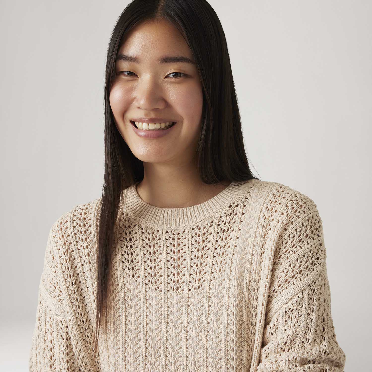 Suéter de Tricot Levi's® Sunrise Crochet Off White Manga Longa