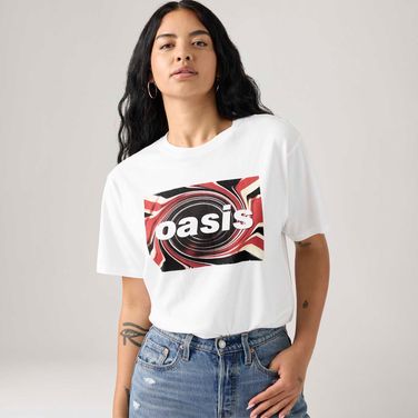Camiseta Levi's® Graphic Tee Union Jack Branca Manga Curta | Collab Oasis
