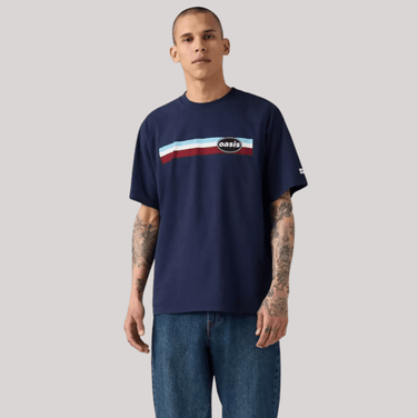 Camiseta Levi's® Band Tee Azul Marinho Manga Curta | Collab Oasis