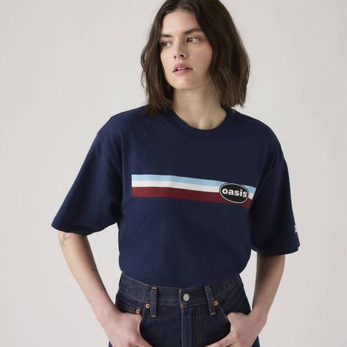 Camiseta Levi's® Band Tee Azul Marinho Manga Curta | Collab Oasis