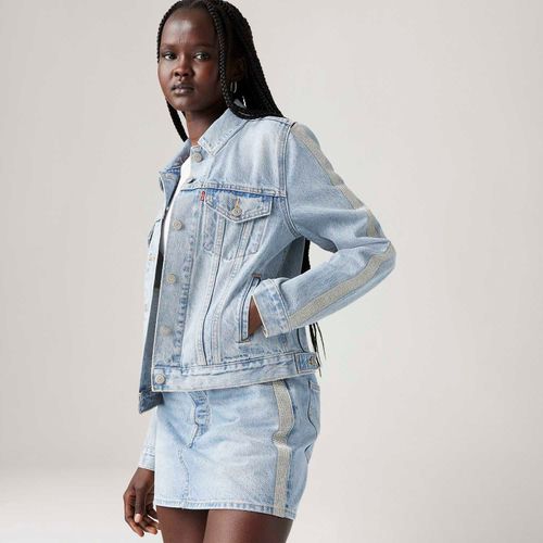 Jaqueta Jeans Levi's® Original Trucker com Strass Lavagem Clara